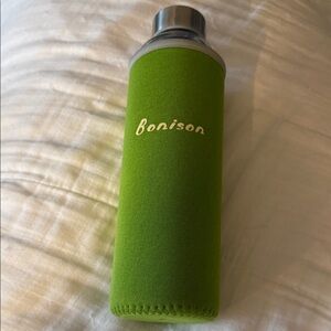 Green Insulated Water Bottle with Neoprene Sleeve